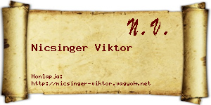 Nicsinger Viktor névjegykártya